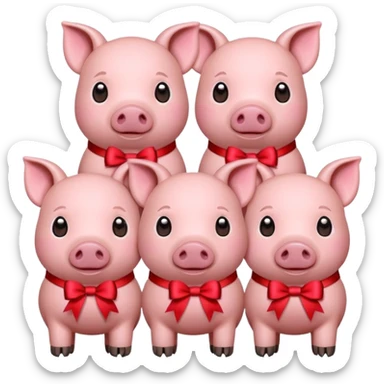 6 pigs with ribbons sticker