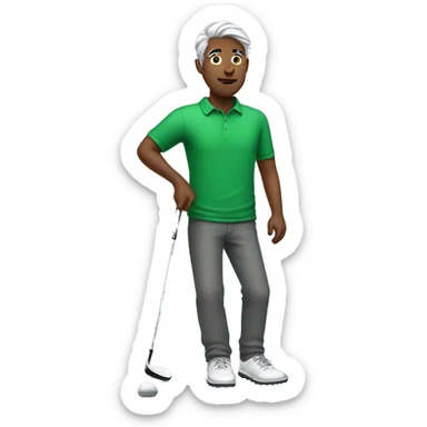 guy with green T-shirt and dark with gray hair golfing sticker