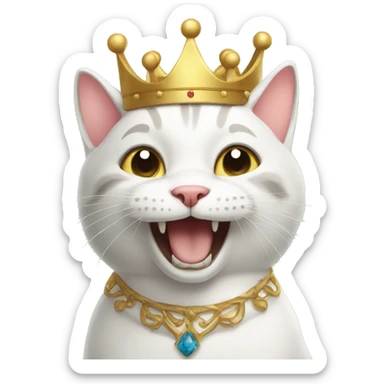 happy cat with crown sticker