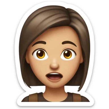 A girl with brown hair who sticks her tongue out and is a little angry while she does it  sticker