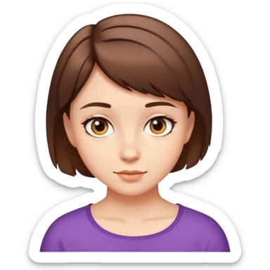 Kısa ve kahverengi saçlı kız  sticker