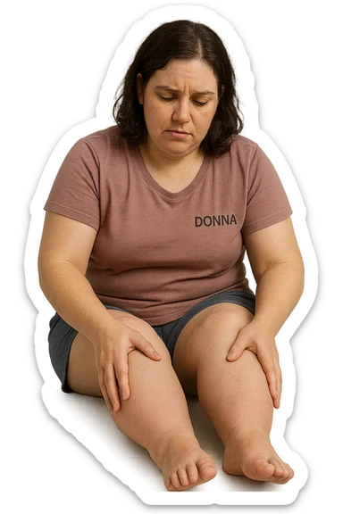 dONNA CON PCOS CHE COMBATTE LE SUE GAMBE GONFIE IMMAGINI REALISTICHE sticker