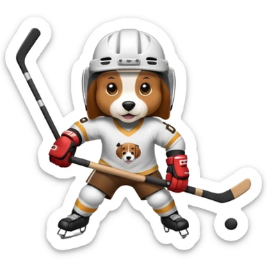 A beagle playing hockey sticker