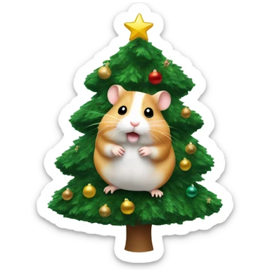 Hamster christmas tree sticker