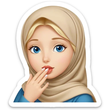Hijab Girl with blond hair blue eyes beautiful finish and sending lovely heart kisses  sticker