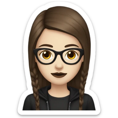 Tall-white-goth-girl-brown-hair-with-glasses sticker