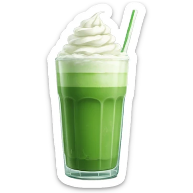 Tall iced matcha glass with whipped cream sticker