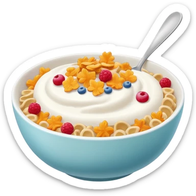 cereal in bowl with milk sticker