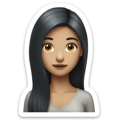 girl with long black hair and gray eyes sticker
