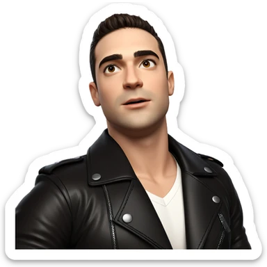 confident boy in leather jacket sticker