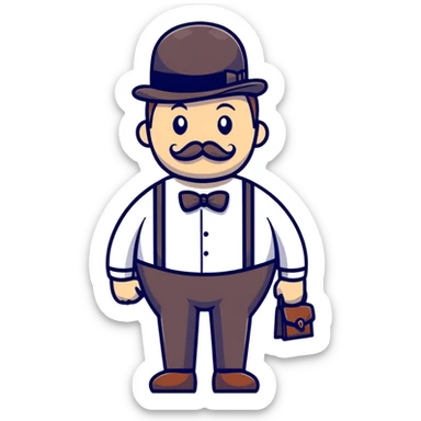 A British man with a bowler hat and mustache with the text "Okay Buddy" clearly visible on the image sticker