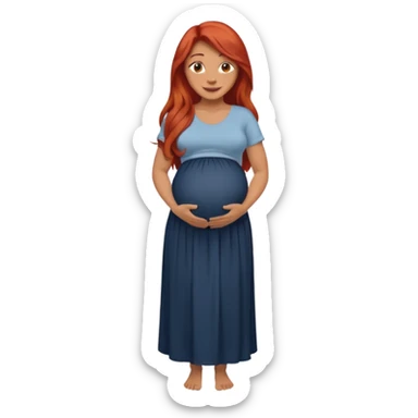 Make a strong women with long red hair, pregnant with maxi skirt, pretty and grown up, tanner sticker