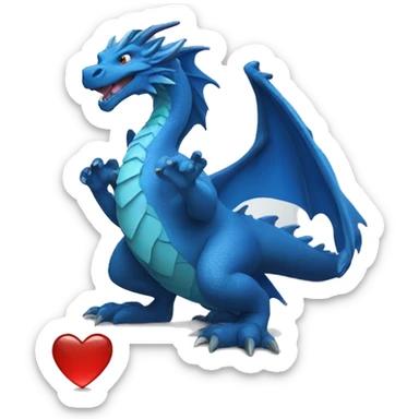 The blue dragon shows a heart with his hands sticker