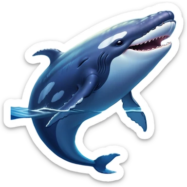 Cinematic Comical Humpback Whale Portrait Emoji, Head tilted dramatically with an exaggeratedly shocked expression, featuring a massive yet graceful body with wide, comically expressive eyes full of playful disbelief and animated pectoral fins, Simplified yet hilariously expressive features, highly detailed, glowing with a slightly sassy oceanic glow, high shine, dramatic yet playful, stylized with an air of cheeky marine mischief, soft glowing outline, capturing the essence of a meme-worthy humpback whale that looks ready to make waves with its hilariously dramatic antics! sticker