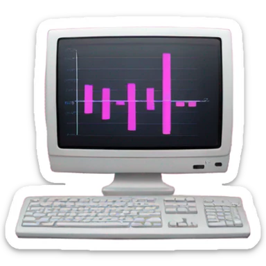 Pink computer with graph sticker