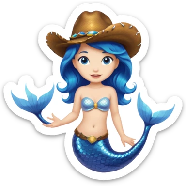Mermaid wearing a cowboy hat sticker