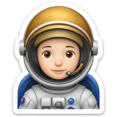 Astronaut with closed helmet rides planets sticker