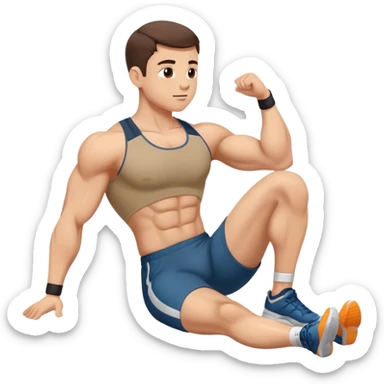 side-view of athlete doing sit-ups sticker