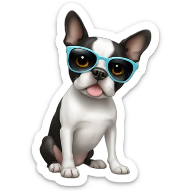 boston terrier with sunglases sticker