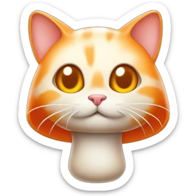 Cat orange mushroom sticker