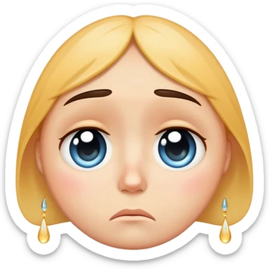 face with big teardrops, sad but cute sticker