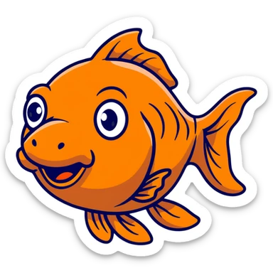 goldfish with big googly eyes and buck teeth, comical expression sticker