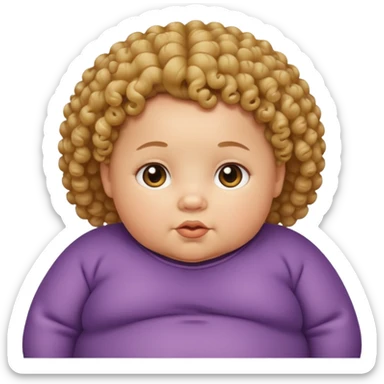 Fat baby doing curly hair sticker