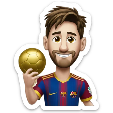 leo messi con el balon de oro sticker