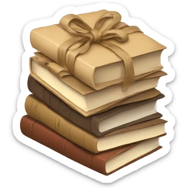  books stacked up and tied together by a beige bow sticker