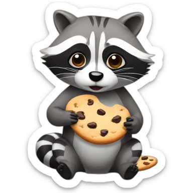 Raccoon eating cookie sticker