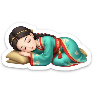Beautiful girl in Hanfu lying on the ground sleeping sticker