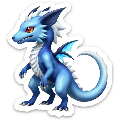 White glossy soft silky furry iridescent Salandit-Zeraora-Absol-Shinx-fusion-hybrid, full body sticker