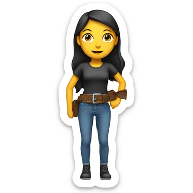 girl holding belt in her hand  sticker