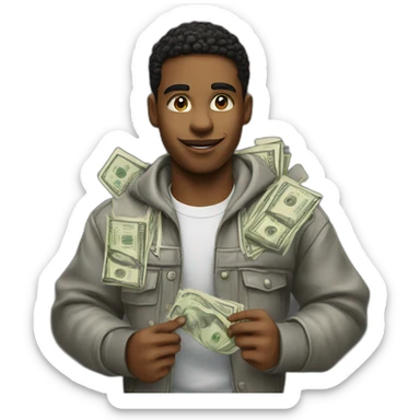 young hustler with money sticker