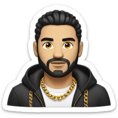 Russian strong thug wearing gold chain with black hair and short beard, mid-fade hairstyle sticker