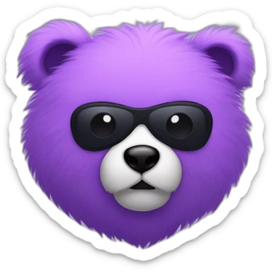 Purple furry bear head with a black eye patch only on one eye sticker