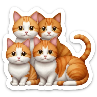 3 sibling cats all various different natural colours; 1 is ginger and white, the next is brown tabby and white and the third is a calico sticker