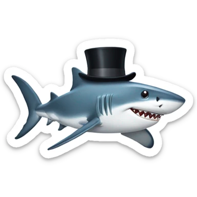 Shark with a top hat sticker