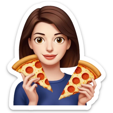 Anne Hathaway with pizza sticker