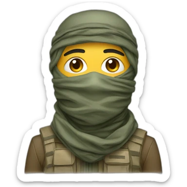 A person masked with shemagh and wearing military clothing  sticker