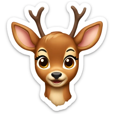 bambi deer brown bow  sticker