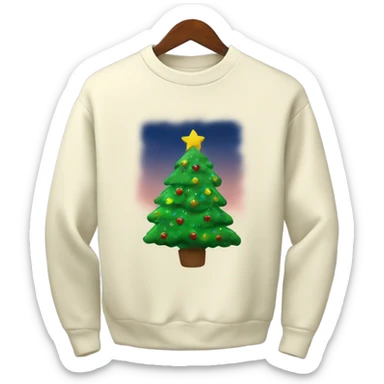 Creamed colored Sweat shirt with Christmas tree on it sticker