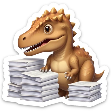 office Dinosaur, a huge luggage full of papers sticker