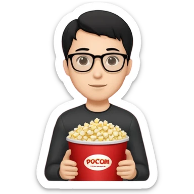 man black hair light skin tone in a movie theater sticker