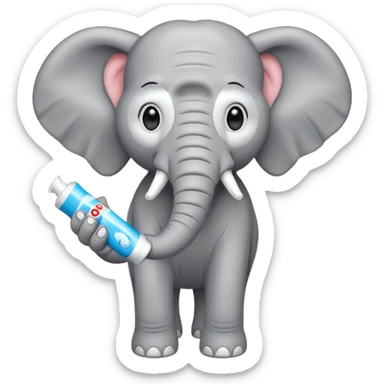 elephant with a tube of toothpaste sticker