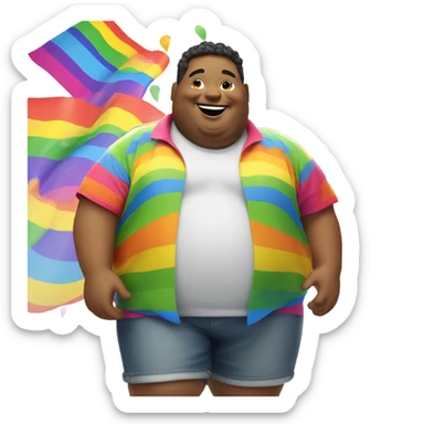 Gay pride obese man sticker