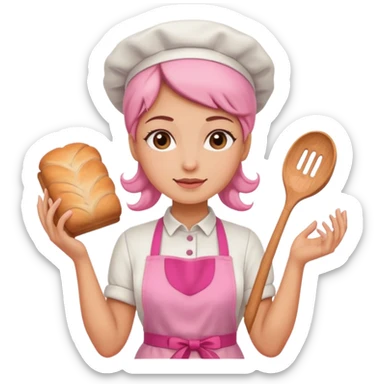 Woman baker in pink sticker