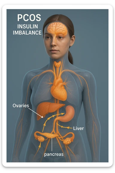 Donna con insulina fuori controllo  in 3D immagine medica donna pcos sticker