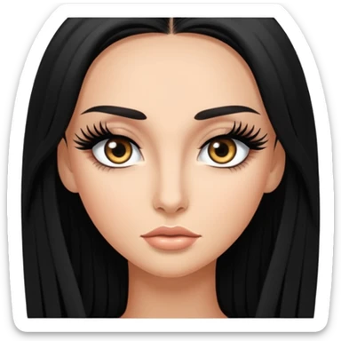 Lightly tan woman with black long hair and dramatic long eyelash extensions sticker