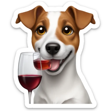 Jack Russell holds a glass of wine sticker